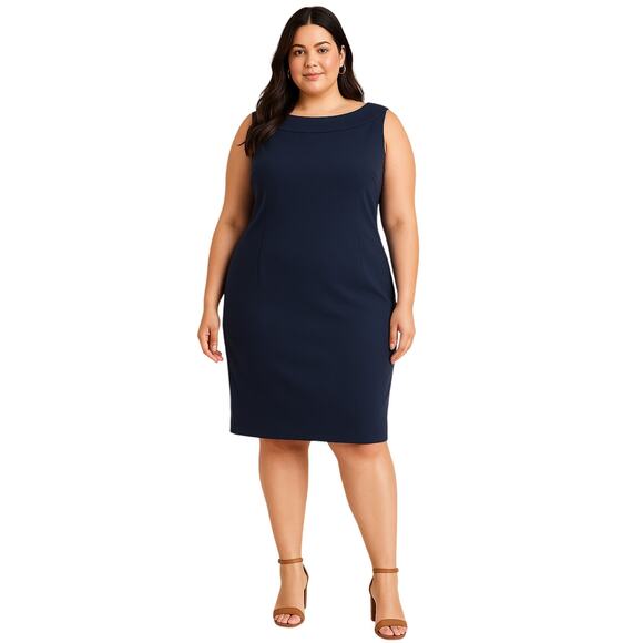 AGB Woman Navy Sheath Dress Stretch Size 16W NWT Plus Size - Picture 1 of 5